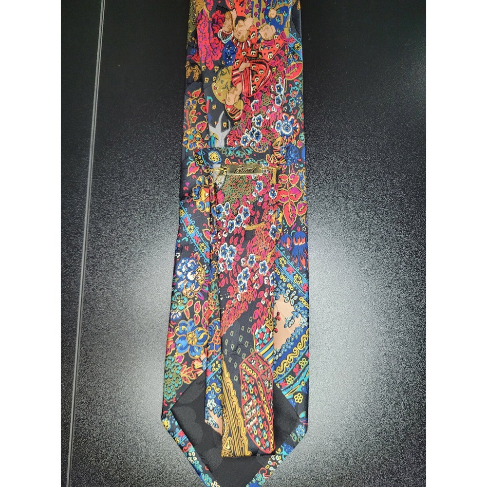 Brioni Men's Necktie Multicolor Floral Mosaic Silk 3.75" x 58" Excellent - Picture 7 of 9